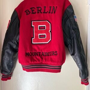 vintage made in usa  varsity leather letterman jacket basketball college prep lg